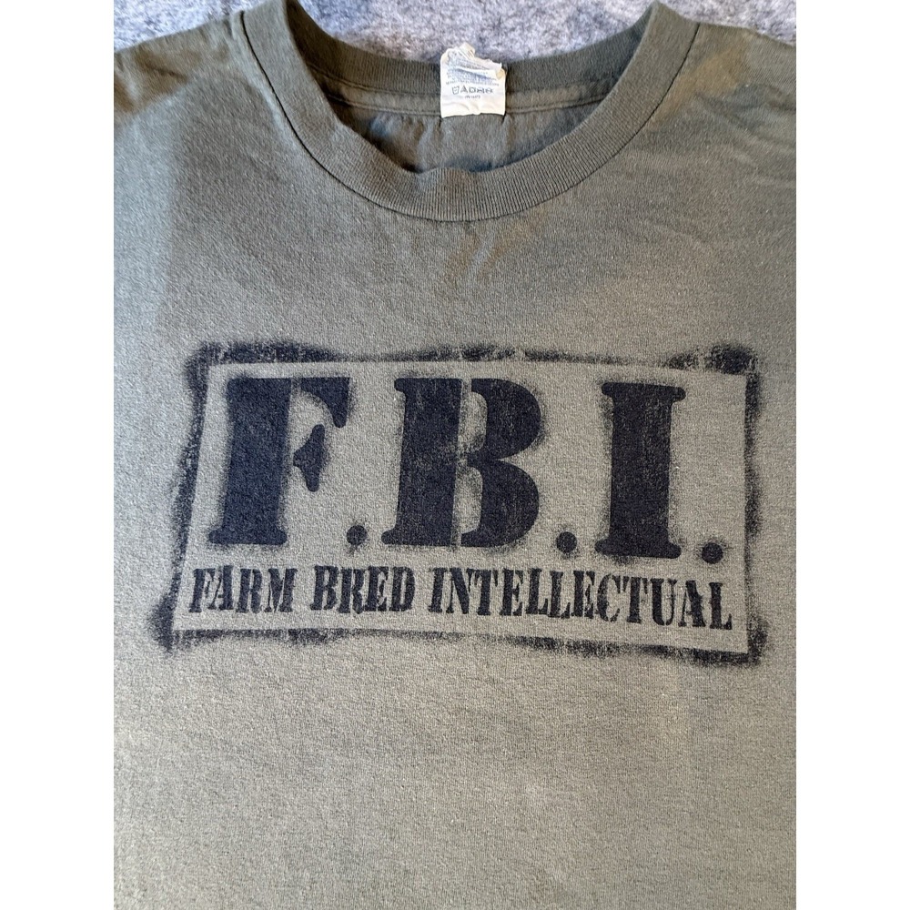 F.B.I.‎ "Farm Bred Intelligence" Men's T-Shirt Short Sleeve Army Green Size 2XL